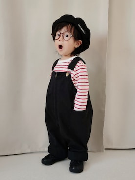「アイテム（サロペット/オーバーオール）」を使った、REIさん（キッズ・70cm）の秋コーディネート