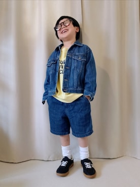 「UNIQLO（ユニクロ）のcolor:37BROWN（サングラス、ブラウン系）」を使った、REIさん（キッズ・80cm）の春コーディネート