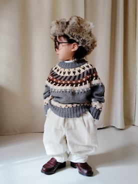 「アイテム（ローファー）」を使った、REIさん（キッズ・70cm）の冬コーディネート