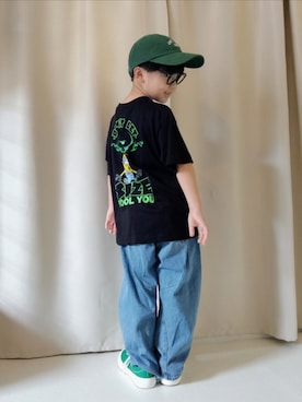 「GU（ジーユー）のアイテム（帽子）」を使った、REIさん（キッズ・110cm）の夏コーディネート