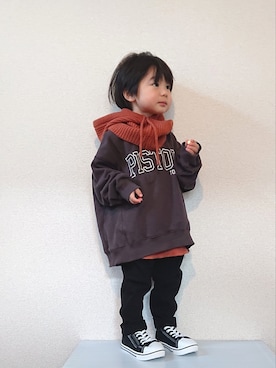 「マイベストコーデ2022」｜「アイテム（チノパンツ）」を使った、REIさん（キッズ・90cm）の冬コーディネート