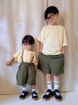 「UNIQLO（ユニクロ）のcolor:37BROWN（サングラス、ブラウン系）」を使った、REIさん（キッズ・80cm）の夏コーディネート