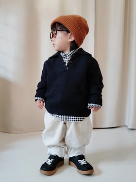 「アイテム（ファッション雑貨）」を使った、REIさん（キッズ・70cm）の冬コーディネート