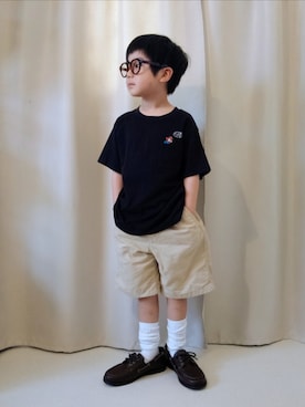 「UNIQLO（ユニクロ）のcolor:37BROWN（サングラス、ブラウン系）」を使った、REIさん（キッズ・80cm）の春コーディネート