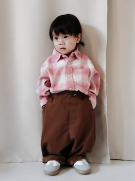 「アイテム（シャツ/ブラウス）」を使った、REIさん（キッズ・70cm）の秋コーディネート