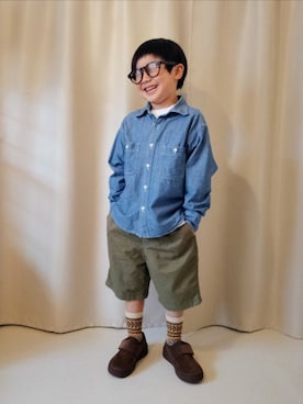 「UNIQLO（ユニクロ）のcolor:37BROWN（サングラス、ブラウン系）」を使った、REIさん（キッズ・80cm）の春コーディネート