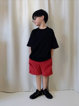「UNIQLO（ユニクロ）のcolor:09BLACK（サングラス、ブラック系）」を使った、REIさん（キッズ・80cm）の夏コーディネート