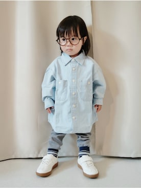 「西松屋（ニシマツヤ）の545円（メガネ、ブラウン系）」を使った、REIさん（キッズ・110cm）の春コーディネート