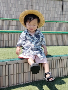 「西松屋（ニシマツヤ）のアイテム」を使った、REIさん（キッズ・70cm）の夏コーディネート