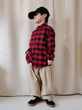 「アイテム（キャップ）」を使った、REIさん（キッズ・110cm）の秋コーディネート