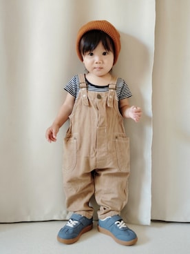 「アイテム（帽子）」を使った、REIさん（キッズ・70cm）の秋コーディネート