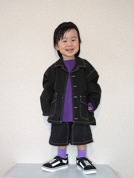 「アイテム（キャップ）」を使った、REIさん（キッズ・90cm）の秋コーディネート