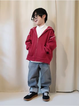 「アイテム（デニムパンツ）」を使った、REIさん（キッズ・110cm）の冬コーディネート