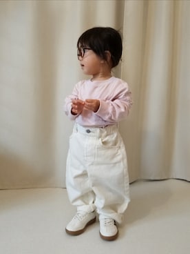 「西松屋（ニシマツヤ）の545円（メガネ、ブラウン系）」を使った、REIさん（キッズ・110cm）の春コーディネート