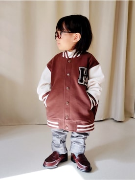 「アイテム（ローファー）」を使った、REIさん（キッズ・70cm）の冬コーディネート