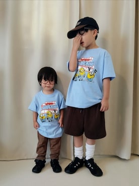 「GU（ジーユー）のアイテム（スウェットパンツ）」を使った、REIさん（キッズ・110cm）の秋コーディネート