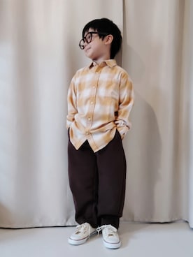 「アイテム（シャツ/ブラウス）」を使った、REIさん（キッズ・110cm）の秋コーディネート