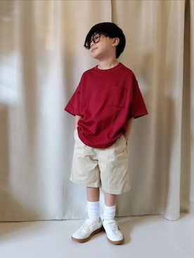 「UNIQLO（ユニクロ）のcolor:37BROWN（サングラス、ブラウン系）」を使った、REIさん（キッズ・80cm）の夏コーディネート