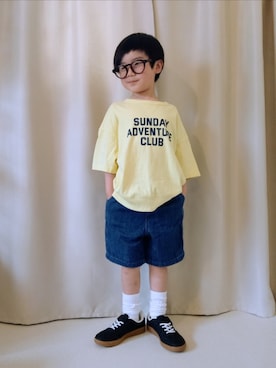 「UNIQLO（ユニクロ）のcolor:37BROWN（サングラス、ブラウン系）」を使った、REIさん（キッズ・80cm）の春コーディネート