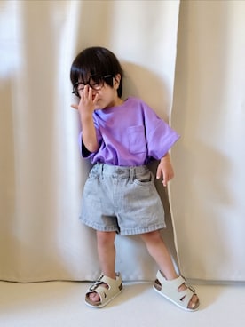 「西松屋（ニシマツヤ）の545円（メガネ、ブラウン系）」を使った、REIさん（キッズ・110cm）の秋コーディネート