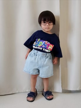 「西松屋（ニシマツヤ）の545円（メガネ、ブラウン系）」を使った、REIさん（キッズ・110cm）の秋コーディネート