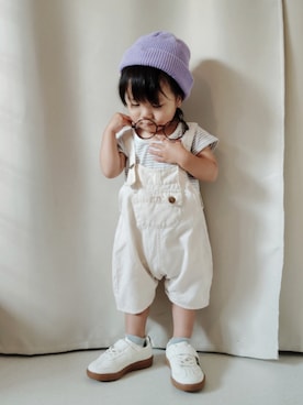 「アイテム（レッグウェア）」を使った、REIさん（キッズ・70cm）の秋コーディネート