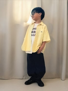 「UNIQLO（ユニクロ）のcolor:09BLACK（サングラス、ブラック系）」を使った、REIさん（キッズ・80cm）の夏コーディネート