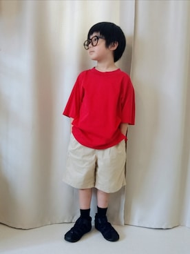 「UNIQLO（ユニクロ）のcolor:37BROWN（サングラス、ブラウン系）」を使った、REIさん（キッズ・80cm）の夏コーディネート