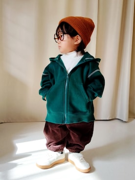 「アイテム（ファッション雑貨）」を使った、REIさん（キッズ・70cm）の冬コーディネート