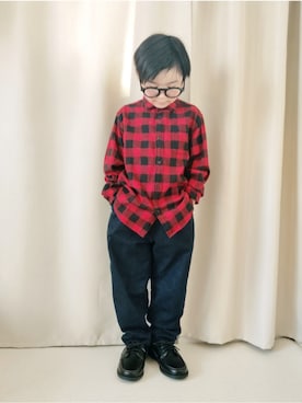 「UNIQLO（ユニクロ）のcolor:09BLACK（サングラス、ブラック系）」を使った、REIさん（キッズ・110cm）の春コーディネート