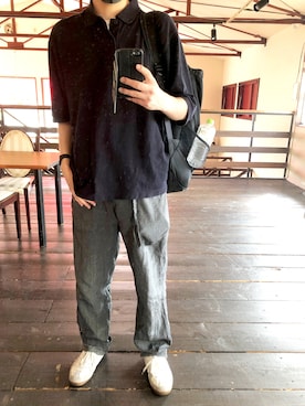 「COMOLI（コモリ）のアイテム（スラックス）」を使った、masato1199さん（メンズ・175cm）の夏コーディネート