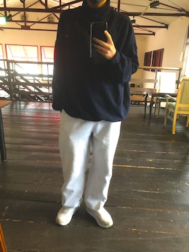 「ネイビー×ホワイト」｜「アイテム（スウェットパンツ）」を使った、masato1199さん（メンズ・175cm）の秋コーディネート