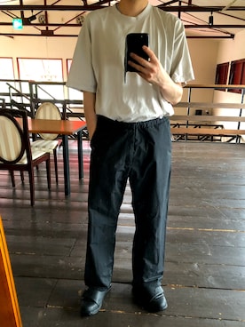 「YAECA（ヤエカ）のアイテム（スラックス）」を使った、masato1199さん（メンズ・175cm）の夏コーディネート