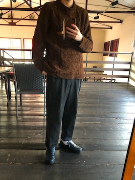「NEAT（ニート）のアイテム（スラックス）」を使った、masato1199さん（メンズ・175cm）の冬コーディネート