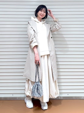 「着痩せ」｜「アイテム（トレンチコート）」を使った、nami(Elura/ヤエチカ）さん（レディース・169cm）の春コーディネート