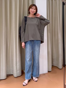 「A part by（アパートバイ）のナローストラップサンダル（サンダル）」を使った、nami(Elura/ヤエチカ）さん（レディース・169cm）の秋コーディネート