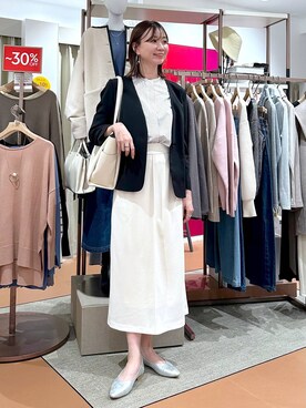 「アイテム（ノーカラージャケット）」を使った、nami(Elura/ヤエチカ）さん（レディース・169cm・30代）の冬コーディネート