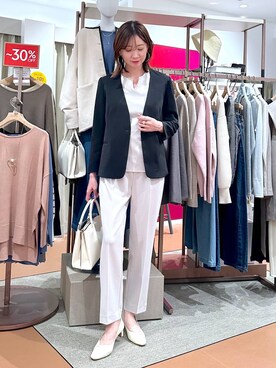 「アイテム（ノーカラージャケット）」を使った、nami(Elura/ヤエチカ）さん（レディース・169cm・30代）の冬コーディネート