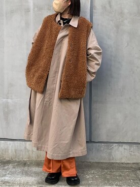 「MOUSSY（マウジー）のアイテム（トレンチコート）」を使った、miree1015さん（レディース・161cm）の冬コーディネート