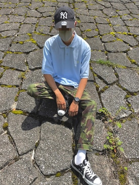 「Right-on（ライトオン）のアイテム（カーゴパンツ）」を使った、ミルメークさん（メンズ・176cm）の夏コーディネート