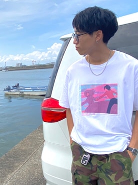 「Right-on（ライトオン）のアイテム（カーゴパンツ）」を使った、ミルメークさん（メンズ・176cm）の夏コーディネート