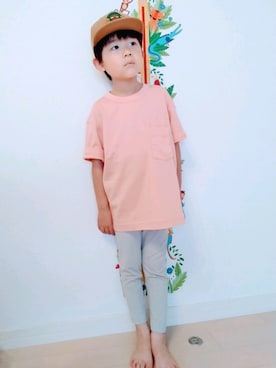 「Mini Rodini（ミニロディーニ）のアイテム（キャップ）」を使った、haruyanさん（キッズ・110cm）の夏コーディネート