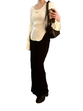 「MM6 Maison Margiela（ｴﾑｴﾑｼｯｸｽ ﾒｿﾞﾝ ﾏﾙｼﾞｪﾗ）のJAPANESE BALLET HANDBAG（ハンドバッグ、ブラック系）」を使った、hitomi_miiさん（レディース・159cm）の夏コーディネート