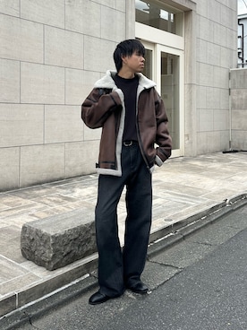 「アイテム（ムートンコート）」を使った、koheyさん（メンズ・176cm）の秋コーディネート