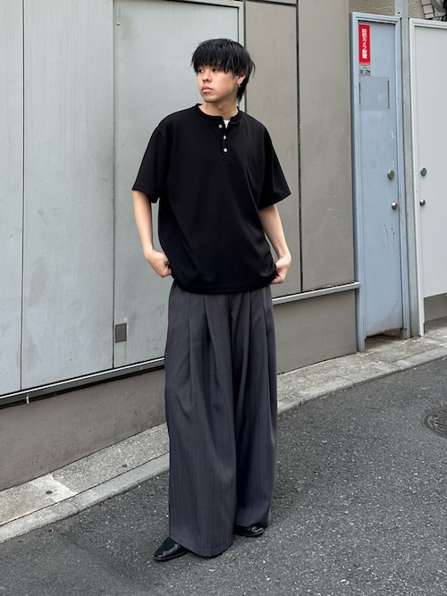 ワッフルヘンリーネックTEE