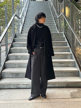 「オールブラック」｜「アイテム（その他アウター）」を使った、koheyさん（メンズ・176cm）の秋コーディネート