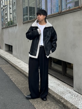 「アイテム（ムートンコート）」を使った、koheyさん（メンズ・176cm）の秋コーディネート