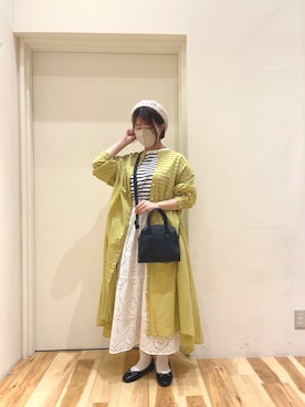 「スカラップ」｜「アイテム（ワンピース/ドレス）」を使った、きしもとさん（レディース・155cm）の春コーディネート