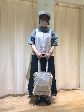 「スカラップ」｜「アイテム（帽子）」を使った、きしもとさん（レディース・155cm）の夏コーディネート