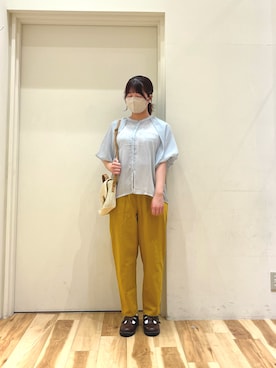 「Samansa Mos2 blue」｜「アイテム（その他シューズ）」を使った、きしもとさん（レディース・155cm）の夏コーディネート